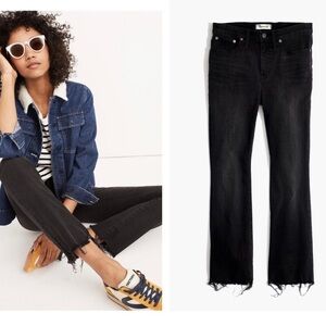 Madewell Women’s Cali Demi Boot Black Raw Hem Denim Cotton Blend Casual Jean